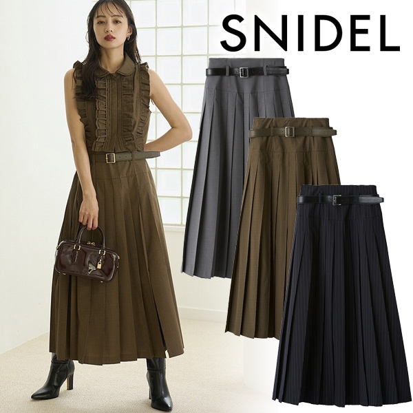 SNIDEL　ベルト付きプリーツロングスカート ベルト付きプリーツロングスカート(ロングスカート)｜スカート｜SNIDEL