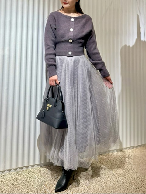 SNIDEL カーデ×チュールスカートセット カーデ×チュールスカートセット