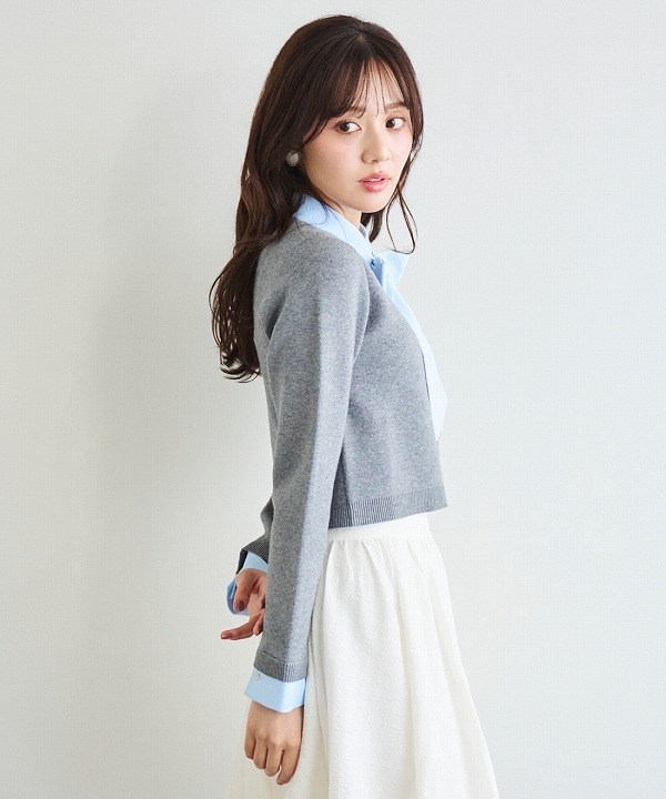 LILLIAN CARAT リリアンカラット ボウタイリボンドッキングニット