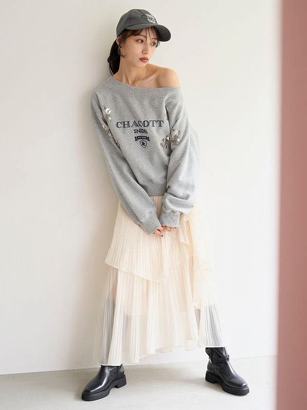 SNIDEL ストレートプリーツティアードスカートSWFS254142 ストレートプリーツティアードスカート(ロングスカート)｜スカート