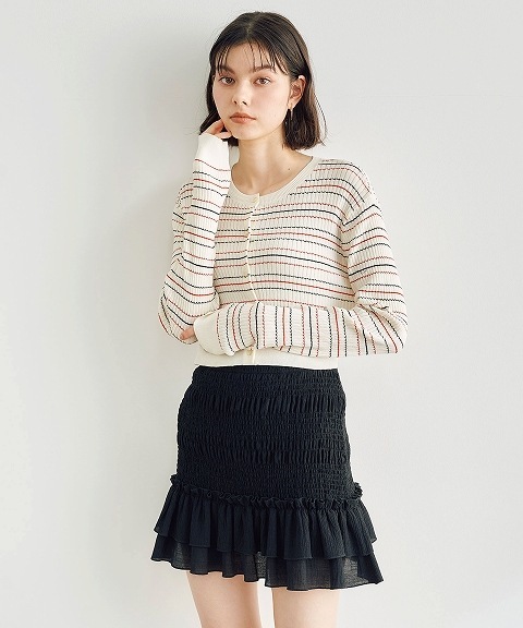 SOLD OUT】COCODEAL ココディール ボーダーケーブルニット