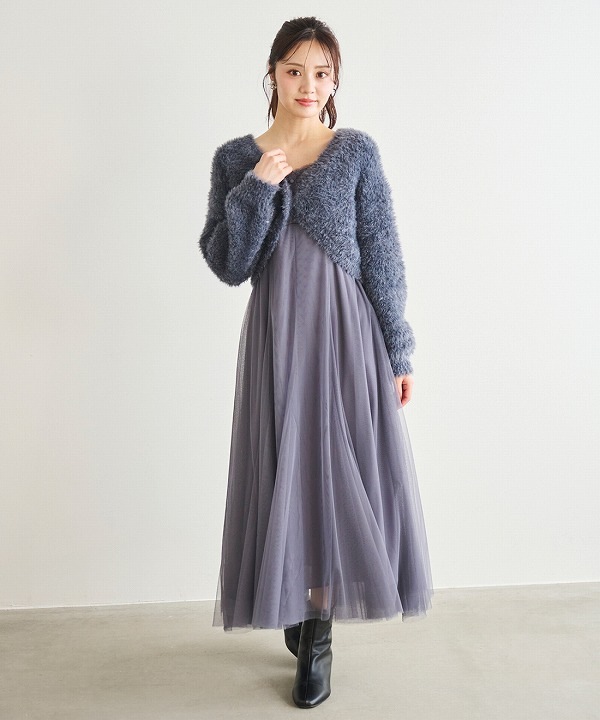 LILLIAN CARAT リリアンカラット シャギーニットボレロ＆チュール