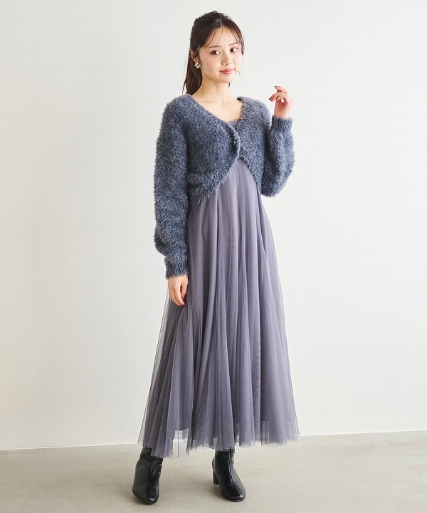 LILLIAN CARAT リリアンカラット シャギーニットボレロ＆チュール