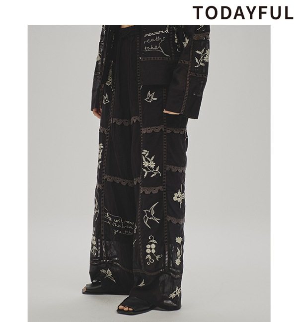 SOLD OUTTODAYFUL ȥǥե  Embroidery Patchwork Trousers 12510701 /󥻥Բľʡˤ15ޤ¨ȯ(˰ʳ)