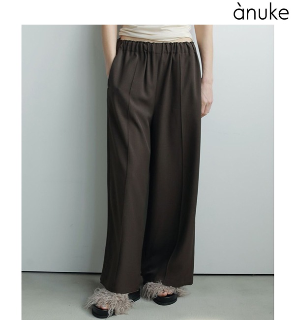 anukeアンヌーク Tuck Wide Pants 36 BK anuke(アンヌーク) Reha. Tuck Wide Pants ☆25秋冬 25秋冬