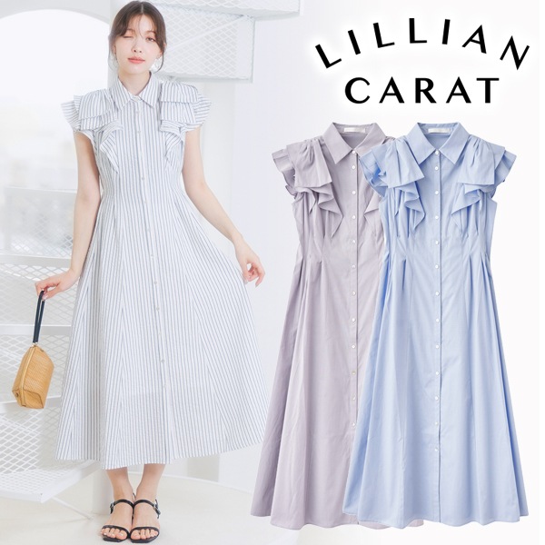 LILLIAN CARAT リリアンカラット フリルリボンデザインシャツ