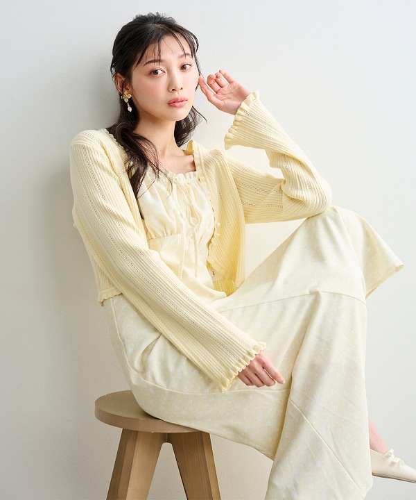 LILLIAN CARAT リリアンカラット ニットボレロ＆デイジープリント