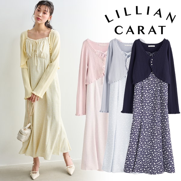 mom。 　LILLIAN CARAT LILLIAN CARAT リリアンカラット ニットボレロ＆デイジープリント