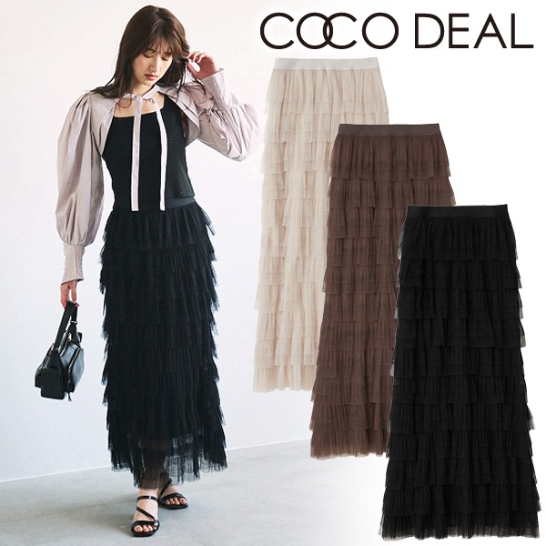 SOLD OUT】COCODEAL ココディール チュールプリーツティアードスカート  