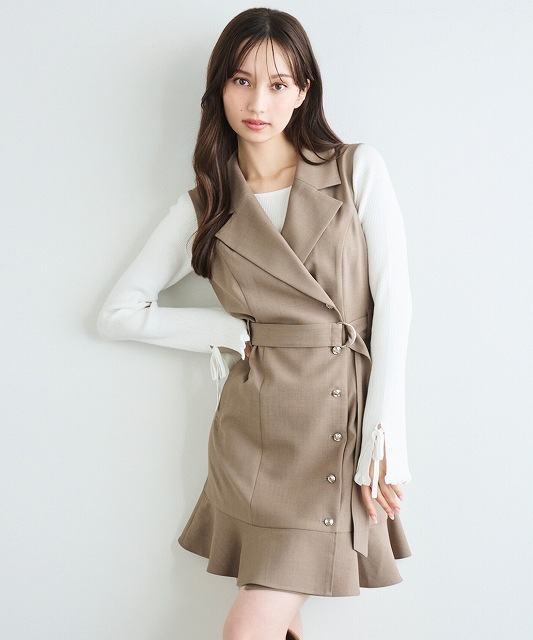 LILLIAN CARAT リリアンカラット ヘムフレアジャケットミニワンピース