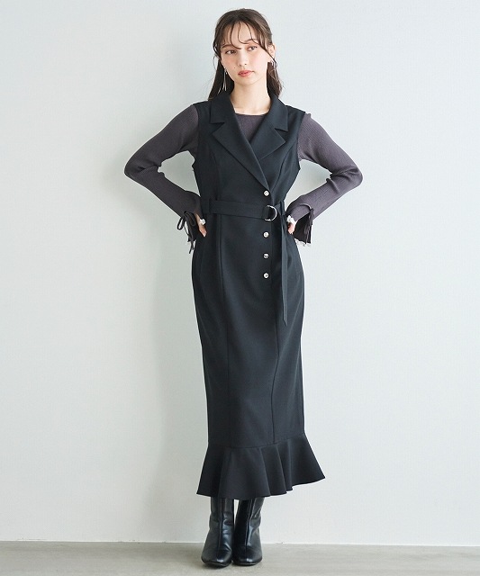 LILLIAN CARAT ヘムフレアジャケットミニワンピース LILLIAN CARAT リリアンカラット ヘムフレアジャケットミニ