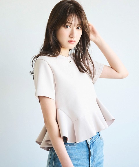 COCODEAL ココディール アシメペプラムブラウスアイボリー