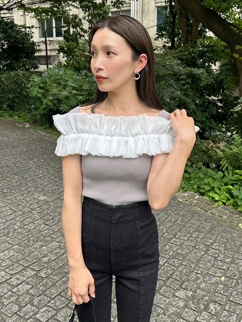SNIDEL（スナイデル）の「デザインフリルニットTOPS（ニット