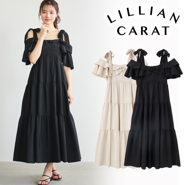LILLIAN CARAT♡リリアンカラット♡ スクエアフリル ワンピース 🖤 recommended one piece 🖤 ⁡ フリルを贅沢にあしらった