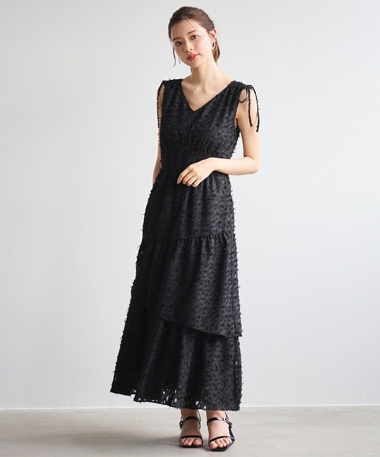 LILLIAN CARAT リリアンカラット ジャガードティアードワンピース