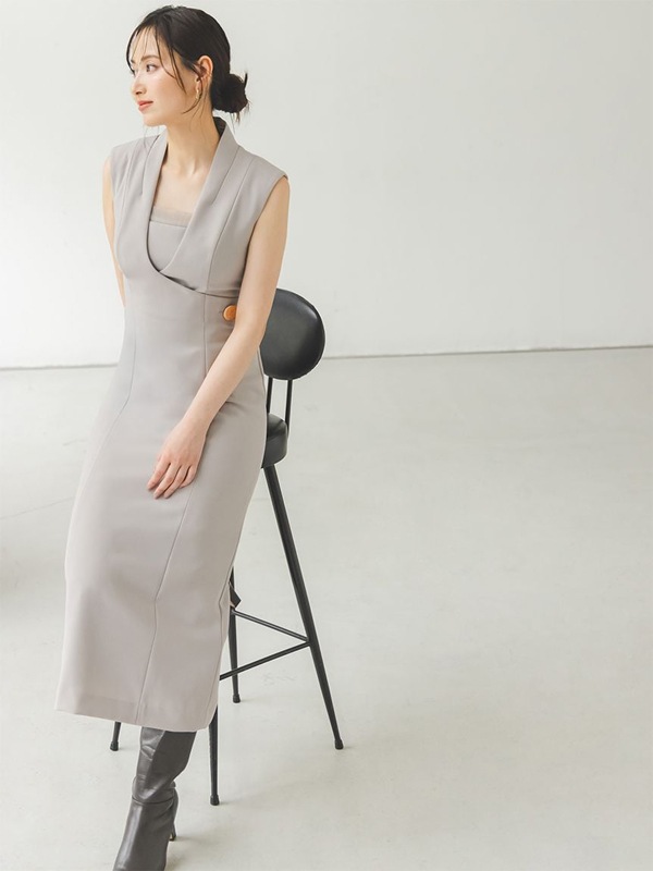 SNIDEL レイヤードライクジレワンピース レイヤードライクジレワンピース(マキシ・ロングワンピース