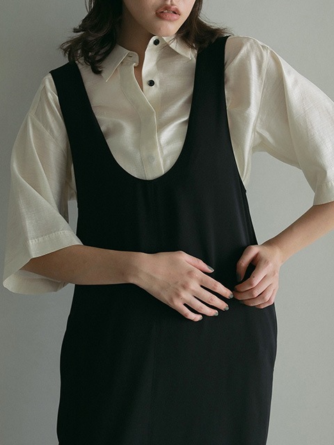 anuke アンヌーク Twill Uneck Onepiece 62510306 /キャンセル返品不可