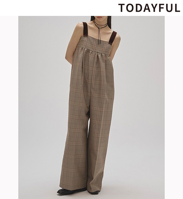 【新品未使用】todayful Check Wide Combinaison SOLD OUT】TODAYFUL トゥデイフル Check Wide Combinaison