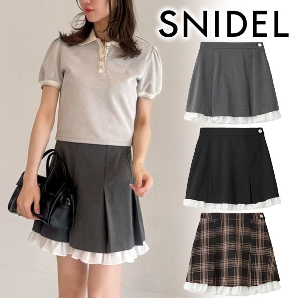 SNIDEL スナイデル レイヤードフリルミニスカショーパン【CHECK】0