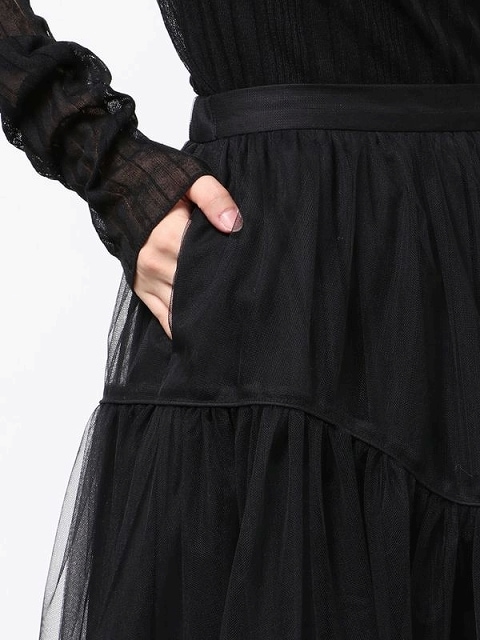 HYKE＊スカート(マメクロゴウチ、クラネ、トゥディフル、イエナ、エレンディーク SHEER LAYERED METALLIC SK | ELENDEEK