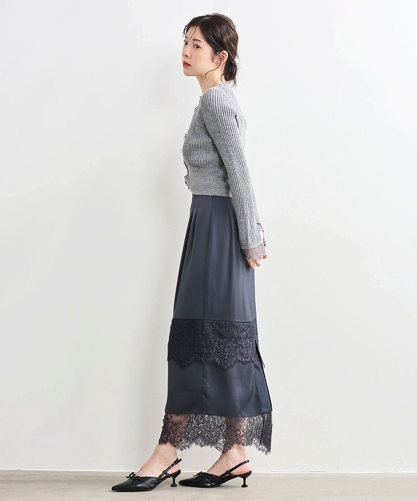 SOLD OUT】COCODEAL ココディール レーストリムサテンナロー