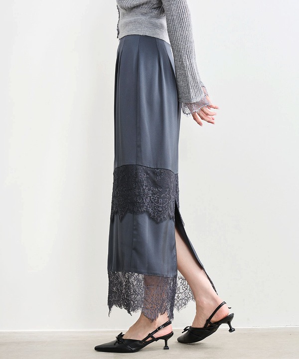 ココディール 新品タグ付 Sサイズ サテンナロースカート グレージュ ココディール 新品タグ付 Sサイズ サテンナロースカート