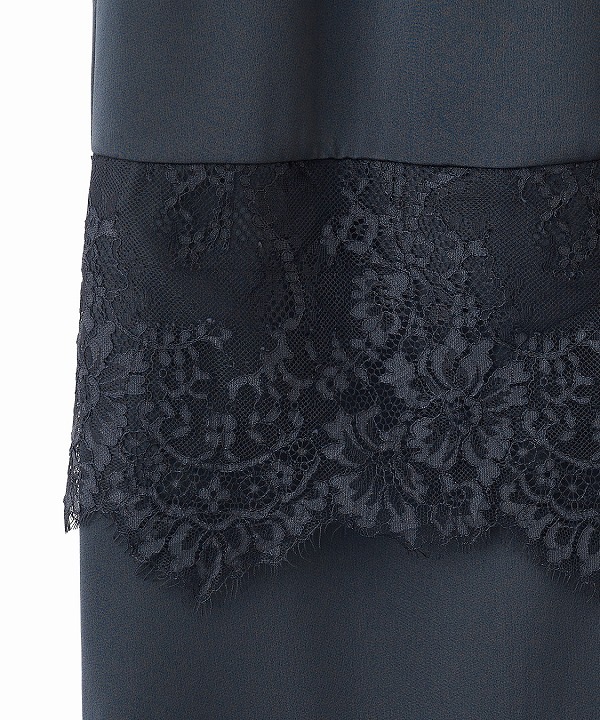 SOLD OUT】COCODEAL ココディール レーストリムサテンナロースカート