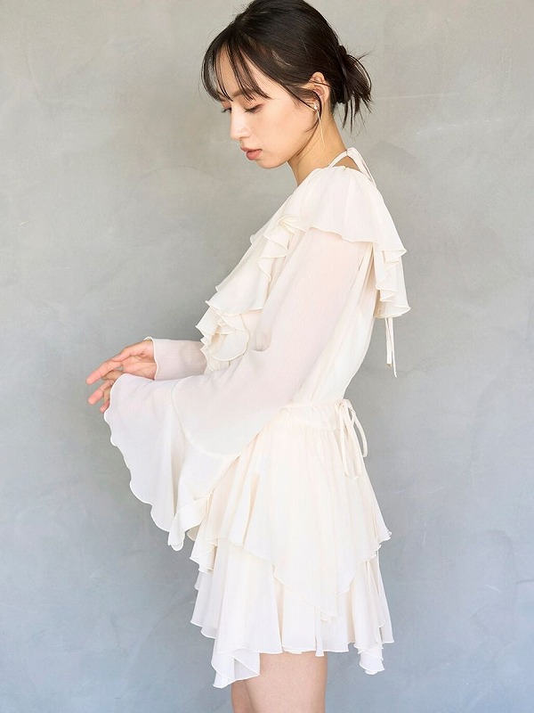 SALE50%OFF】SNIDEL スナイデル シフォンフリルミニコンビワンピース