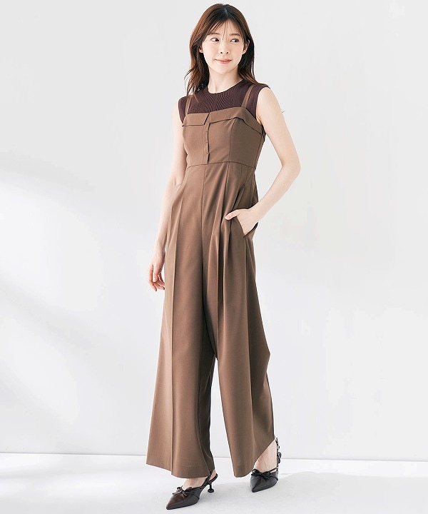 【タグ付き】ココディールCOCO DEAL比翼デザインワイドサロペット COCODEAL ココディール 比翼デザインワイドサロペット 75515503