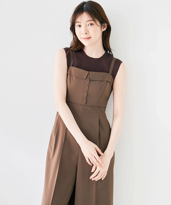 新品 COHINA ゴールドバックルフラップデザインサロペット regular ゴールドバックルフラップデザインサロペット-short & regular