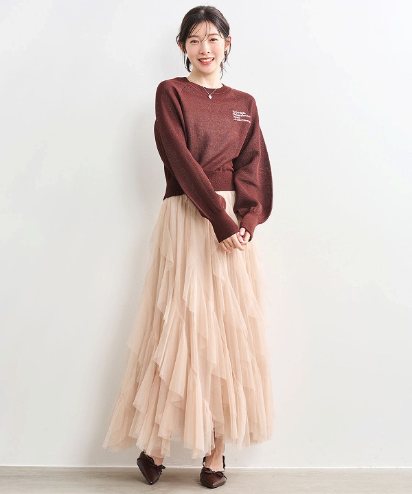 【新品未使用タグ付き】COCO DEALチュールエスカルゴフリルフレアスカート 再入荷】COCODEAL ココディール チュールエスカルゴフリルフレア