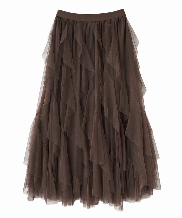 COCODEAL ココディール チュールエスカルゴフリルフレアスカート