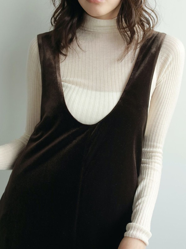 追加生産決定】【予約商品】anuke アンヌーク Velour Uneck Onepiece