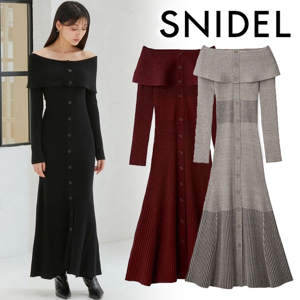 SNIDEL - snidel ニットワンピ スナイデル SNIDEL 【WEB限定サイズあり】オフショルボタン