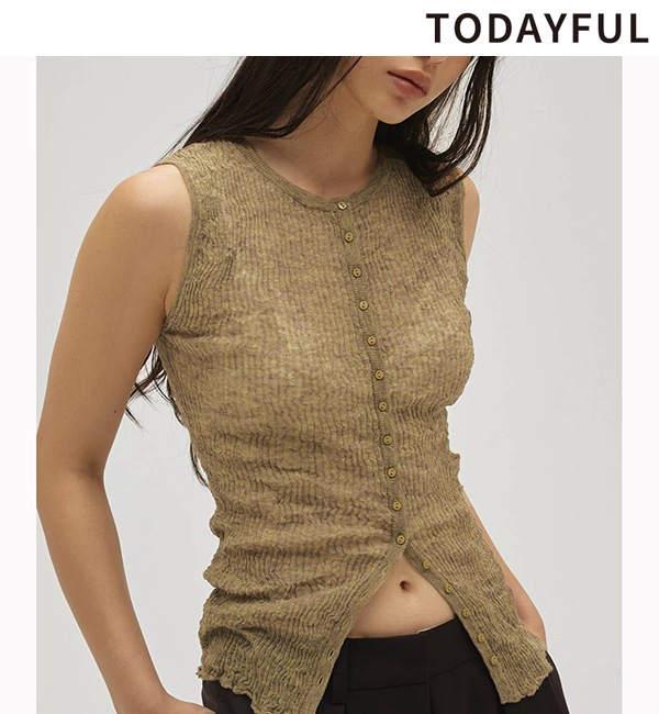 SALE20%OFF】トゥデイフル 2way Sheer Knitvest 12610523 /キャンセル