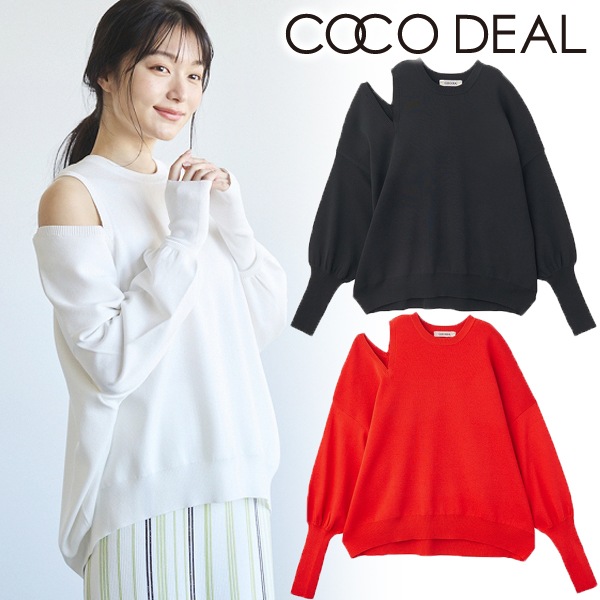 SALE40%OFF】COCODEAL ココディール 2WAYアシンメトリー総針ニットプル 