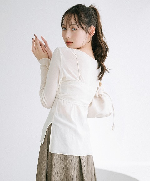 COCO DEAL シアーベロアブラトップレイヤーロンT