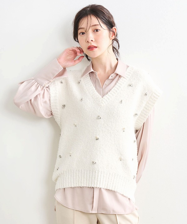 SALE50%OFF】COCODEAL ココディール ビジューニットベスト 75631254