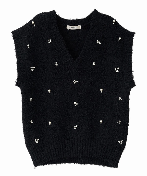 SALE50%OFF】COCODEAL ココディール ビジューニットベスト 75631254