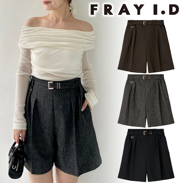 ★新品未使用★FRAY I.D ベルトワイドパンツ ブラックリリー柄 ベルト付きタックワイドパンツ(ワイドパンツ)｜パンツ｜FRAY I.D