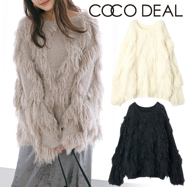COCO DEAL フェザーフリンジジャカードニット COCO DEAL フェザーフリンジジャカードニット