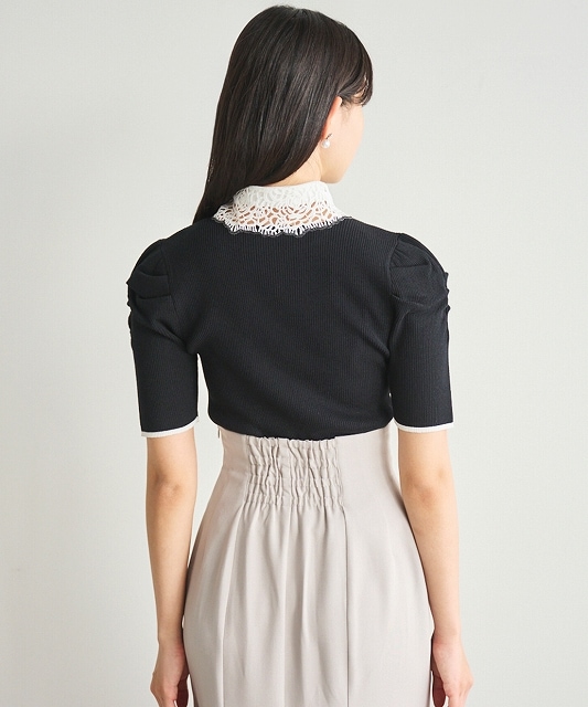 LILLIAN CARAT　レース襟ニットワンピース LILLIANCARAT レース襟ニットワンピース | FLAT 1F