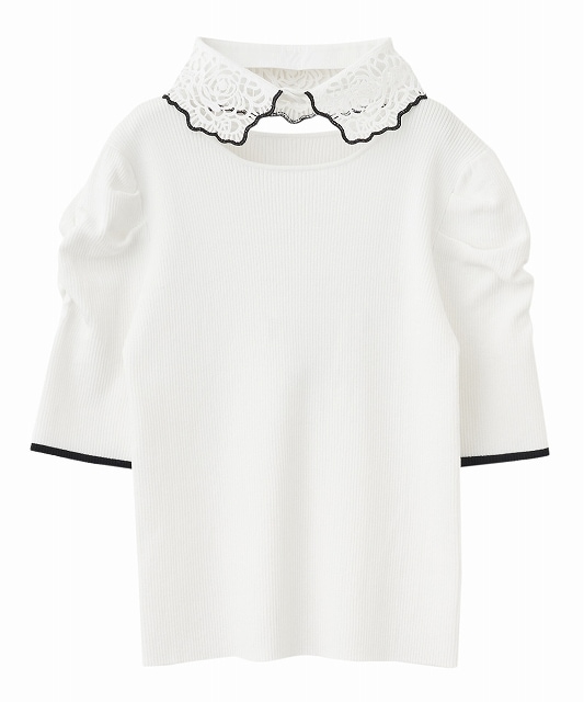 LILLIAN CARAT リリアンカラット レース襟付きニット 45531101
