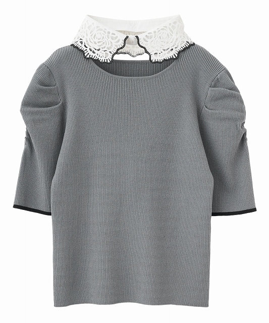 LILLIAN CARAT リリアンカラット レース襟付きニット 45531101