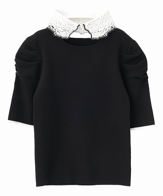 LILLIAN CARAT リリアンカラット レース襟付きニット 45531101