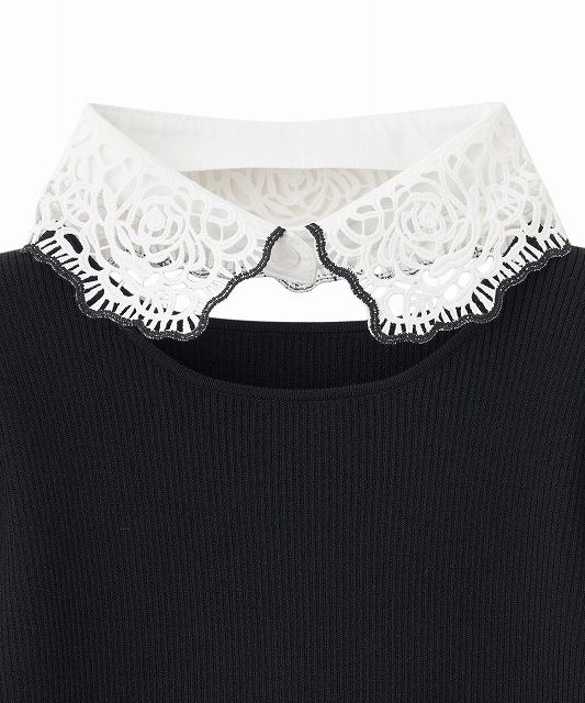 LILLIAN CARAT リリアンカラット レース襟付きニット 45531101