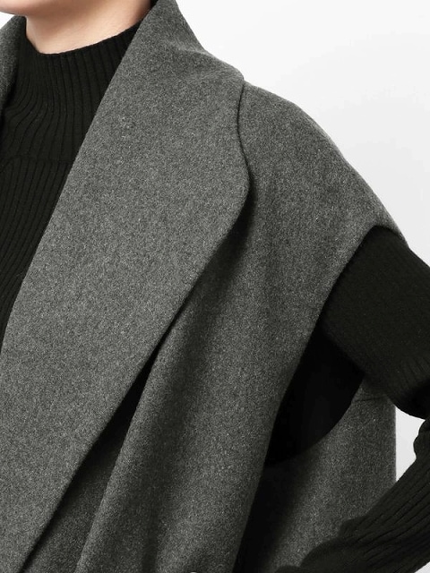 最終値引き　エレンディーク　モヘヤスタンドカラーコート グレー オーバーサイズ 最終値引き エレンディーク モヘヤスタンドカラーコート グレー