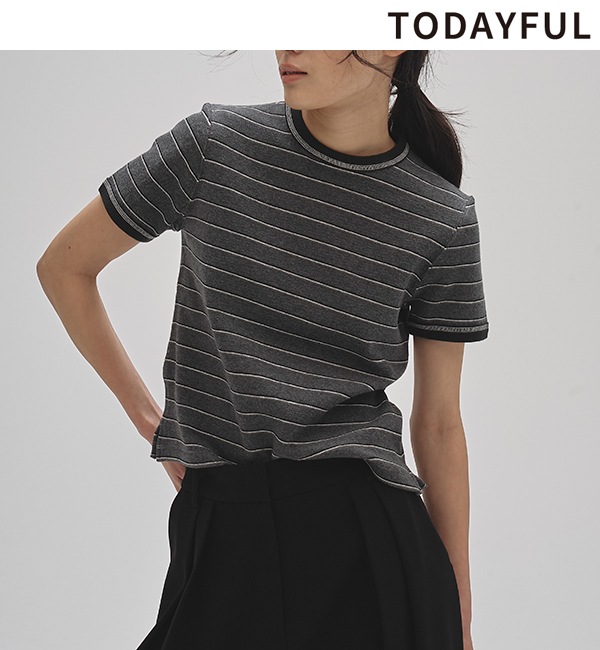 TODAYFUL Border Ringer Tee チャコールグレー 完売 F
