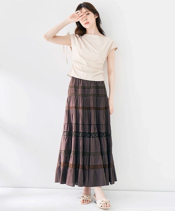 COCODEAL ココディール レース切替ティアードスカート 75517515