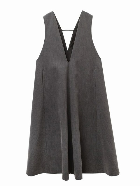 【新品未着用タグ付】ELENDEEK ディープVネックAラインワンピース　グレー ELENDEEK（エレンディーク）の「ディープVネックAライン